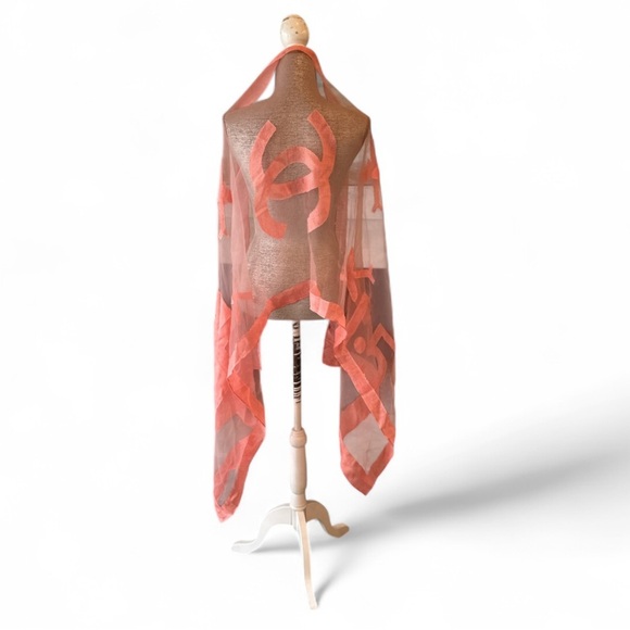 Chanel Chanel No 5 Sheer Coral Silk Organza Scarf or Wrap Size OS NWT - Picture 16 of 16